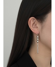 【cocolani】[金属アレルギー対応]  3連パール　ステンレスチェーン　ピアス(MA)