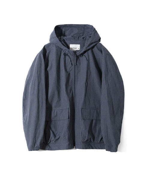HORLISUN(ホーリーサン)の「Breeze Typewriter Check Hood Jacket Navy(ナイロンジャケット・メンズ・その他・MEDIUM/LARGE/SMALL)」の1枚目の写真