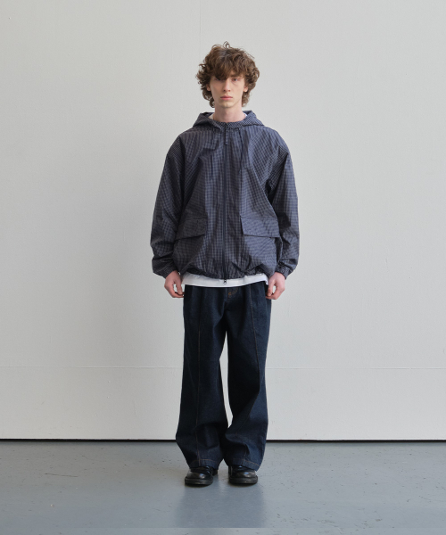HORLISUN(ホーリーサン)の「Breeze Typewriter Check Hood Jacket Navy(ナイロンジャケット・メンズ・その他・MEDIUM/LARGE/SMALL)」の7枚目の写真