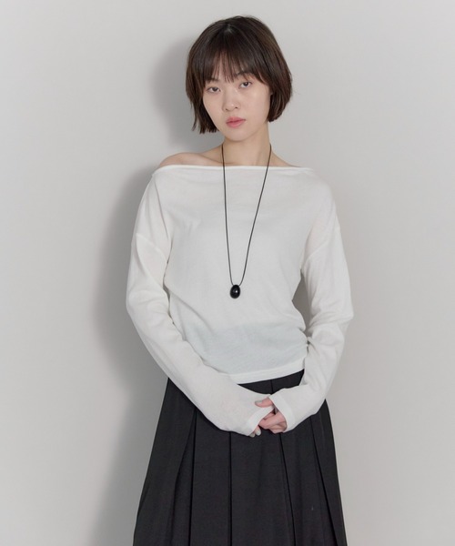 leimn(レイムン)の「オフショルシアースウェット(Tシャツ/カットソー・レディース・ホワイト/ブラック/チャコールグレー・FREE)」の5枚目の写真