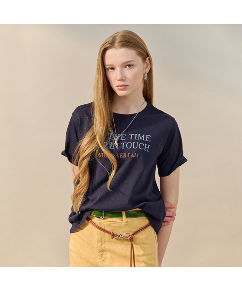 MAXZA(マージャコレクション)の「ベルベットレタリングコットン半袖Tシャツ(Tシャツ/カットソー・レディース・ピンク/スカイブルー/ネイビー・FREE)」の3枚目の写真
