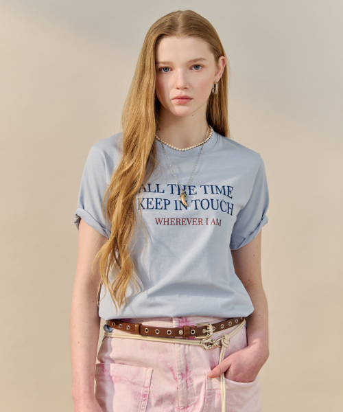 MAXZA(マージャコレクション)の「ベルベットレタリングコットン半袖Tシャツ(Tシャツ/カットソー・レディース・ピンク/スカイブルー/ネイビー・FREE)」の4枚目の写真