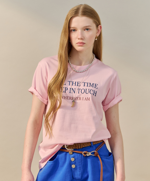 MAXZA(マージャコレクション)の「ベルベットレタリングコットン半袖Tシャツ(Tシャツ/カットソー・レディース・ピンク/スカイブルー/ネイビー・FREE)」の5枚目の写真