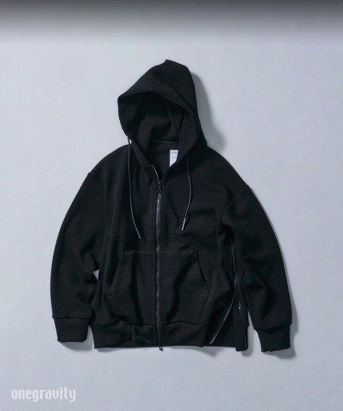 onegravity(ワングラビティ)の「onegravity / ブロックワッフル ジップフーディー(パーカー・メンズ・ホワイト/ブラック・SMALL/X-LARGE/LARGE/MEDIUM)」の1枚目の写真