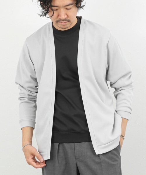 NOLLEY’S（ノーリーズ）の「針抜きジャージ ボタンレスカーディガン 26SS（カーディガン/ボレロ・メンズ・グレイッシュベージュ/マスタード/ネイビー・M/L/XL）」の2枚目の写真