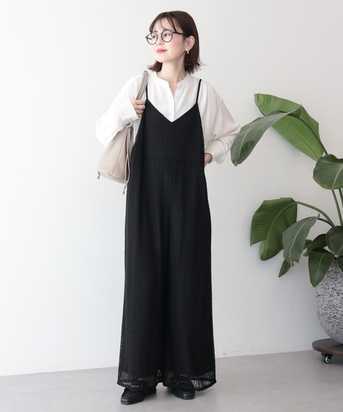 AMERICAN HOLIC（アメリカンホリック）の「レースキャミサロペット（サロペット/オーバーオール・レディース・ブラック/アイボリー/モカ・L/M）」の2枚目の写真