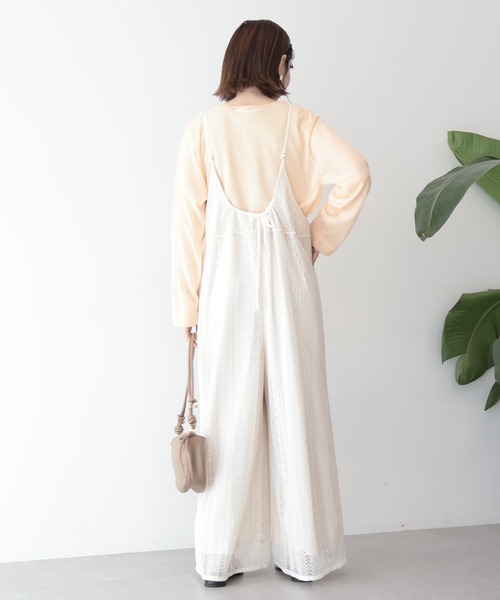 AMERICAN HOLIC（アメリカンホリック）の「レースキャミサロペット（サロペット/オーバーオール・レディース・ブラック/アイボリー/モカ・L/M）」の4枚目の写真