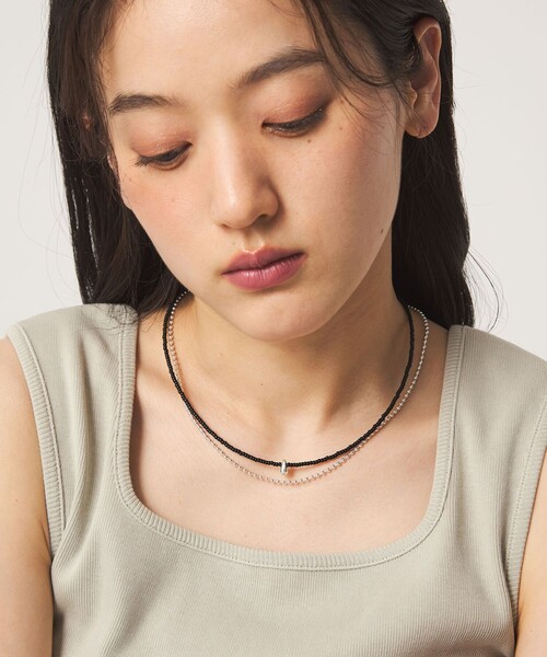 green label relaxing(グリーンレーベルリラクシング)の「2WAY ビーズ&ボールチェーン ネックレス(ネックレス・レディース・シルバー/ブラック・FREE)」の3枚目の写真