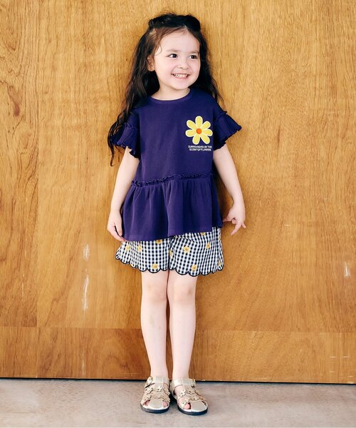 apres les cours（アプレレクール）の「フラワースカラップショートパンツ（その他パンツ・キッズ・ブラック/レインボー/ラベンダー・80/90/100/110/120/130/140）」の5枚目の写真