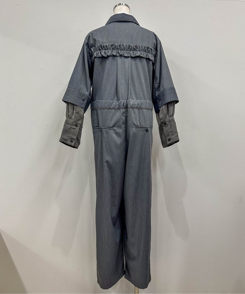 Pqran(クラン)の「重ね着風コンビネゾン(つなぎ/オールインワン・レディース・グレー×サックスブルー/グレー×ホワイト・FREE)」の21枚目の写真