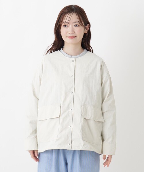 one'sterrace(ワンズテラス)の「撥水ノーカラージャケット(ノーカラージャケット・レディース・ブラック系8/カーキ系5/アイボリー系8・02)」の8枚目の写真