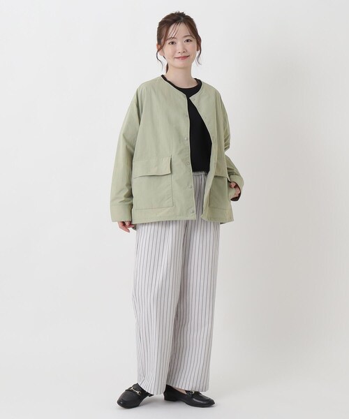one'sterrace(ワンズテラス)の「撥水ノーカラージャケット(ノーカラージャケット・レディース・ブラック系8/カーキ系5/アイボリー系8・02)」の20枚目の写真