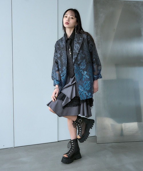 HARE（ハレ）の「サイドベルトメッシュレースアップブーサン(HARE)（サンダル・レディース・ブラック/シルバー/ブラック系その他・MEDIUM/LARGE/SMALL）」の5枚目の写真