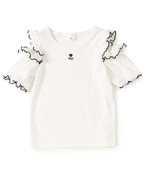 algy(アルジー)の「肩あきフリルリブTシャツ(Tシャツ/カットソー・キッズ・ブラック/オフホワイト/ピンク・130/140/150/160)」の13枚目の写真