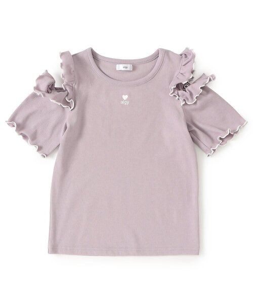 algy(アルジー)の「肩あきフリルリブTシャツ(Tシャツ/カットソー・キッズ・ブラック/オフホワイト/ピンク・130/140/150/160)」の11枚目の写真