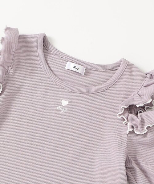 algy(アルジー)の「肩あきフリルリブTシャツ(Tシャツ/カットソー・キッズ・ブラック/オフホワイト/ピンク・130/140/150/160)」の7枚目の写真