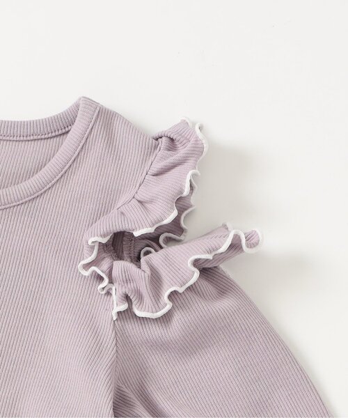 algy(アルジー)の「肩あきフリルリブTシャツ(Tシャツ/カットソー・キッズ・ブラック/オフホワイト/ピンク・130/140/150/160)」の4枚目の写真