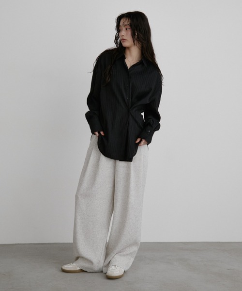 Aunt Marie's(アントマリーズ)の「シアーストライプカシュクールシャツ(シャツ/ブラウス・レディース・イエロー/ブルー/ブラック/ホワイト・FREE)」の14枚目の写真