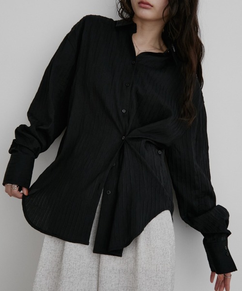 Aunt Marie's(アントマリーズ)の「シアーストライプカシュクールシャツ(シャツ/ブラウス・レディース・イエロー/ブルー/ブラック/ホワイト・FREE)」の8枚目の写真