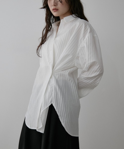 Aunt Marie's(アントマリーズ)の「シアーストライプカシュクールシャツ(シャツ/ブラウス・レディース・イエロー/ブルー/ブラック/ホワイト・FREE)」の20枚目の写真