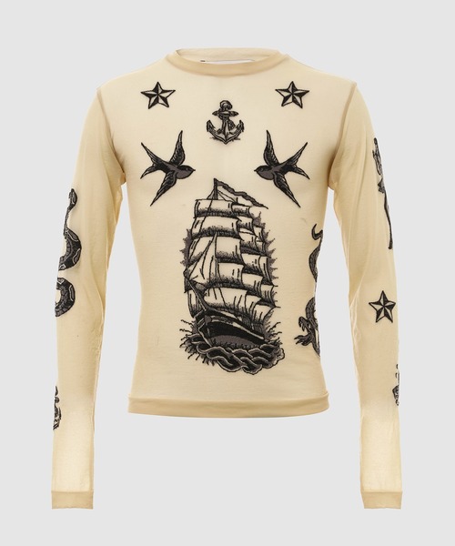 DAIRIKU（ダイリク）の「"TATTOO" Second Skin Knit（その他トップス・メンズ・ベージュ×ブラック/ホワイト系その他・M/L）」の2枚目の写真