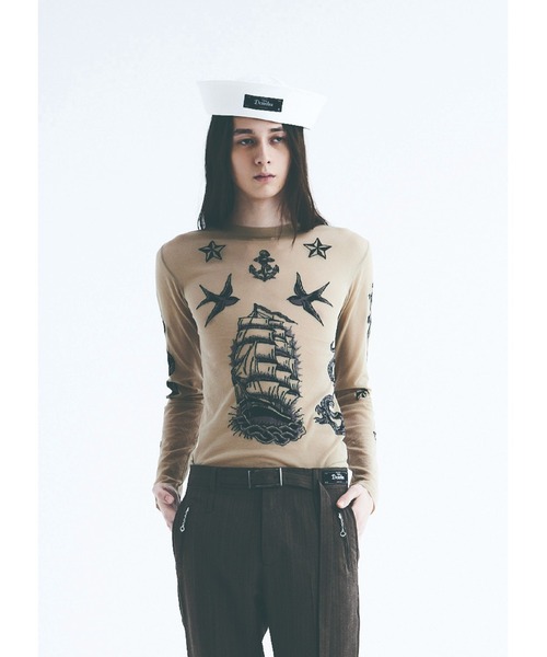 DAIRIKU（ダイリク）の「"TATTOO" Second Skin Knit（その他トップス・メンズ・ベージュ×ブラック/ホワイト系その他・M/L）」の4枚目の写真