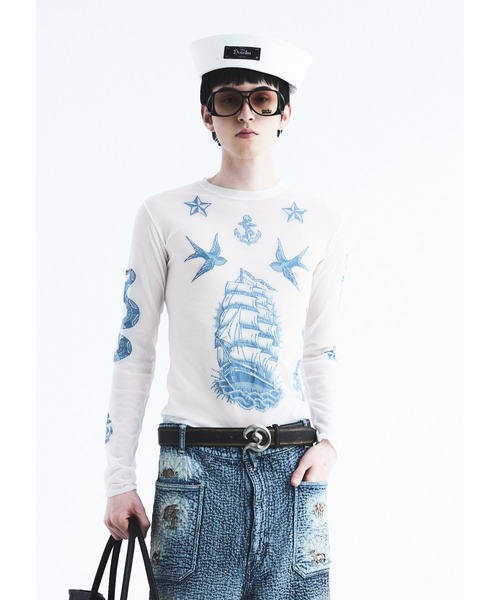 DAIRIKU（ダイリク）の「"TATTOO" Second Skin Knit（その他トップス・メンズ・ベージュ×ブラック/ホワイト系その他・M/L）」の6枚目の写真