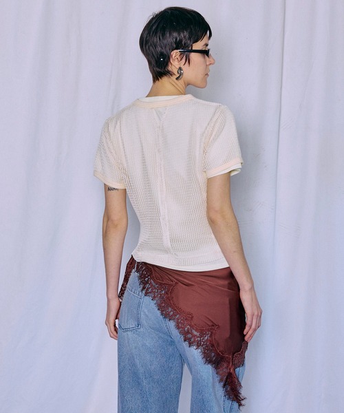 MAISON SPECIAL（メゾンスペシャル）の「Mesh Layered T-Shirt/メッシュレイヤードTシャツ（Tシャツ/カットソー・レディース・ピンク/ホワイト/ブラック・FREE）」の6枚目の写真