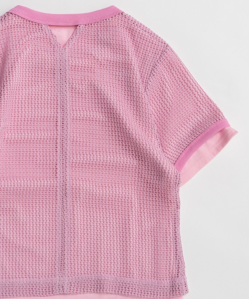 MAISON SPECIAL（メゾンスペシャル）の「Mesh Layered T-Shirt/メッシュレイヤードTシャツ（Tシャツ/カットソー・レディース・ピンク/ホワイト/ブラック・FREE）」の21枚目の写真