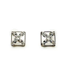 CARROLL キャロル スクエアクリアフラワーデザインキャッチピアス