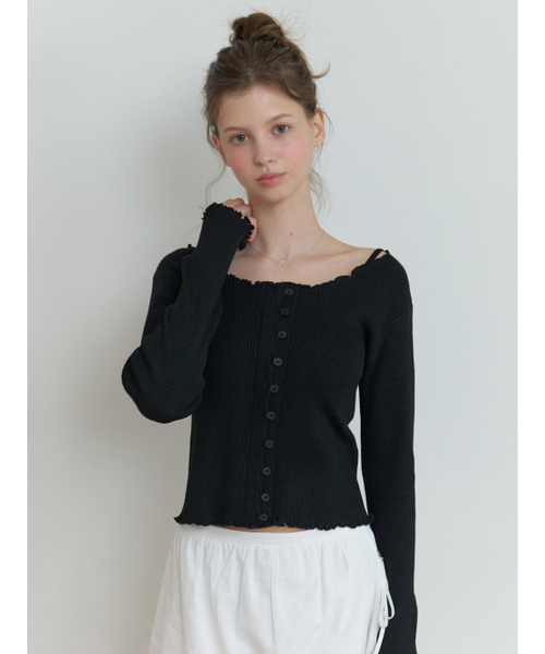 RE_L(リエル)の「Duo wave knit cardigan (black)(カーディガン/ボレロ・レディース・その他・FREE)」の2枚目の写真