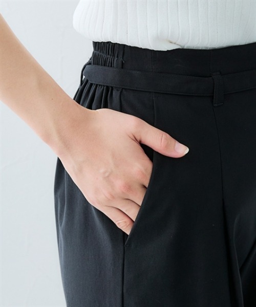 7days Life Styling(セブンデイズライフスタイリング)の「【UVカット/接触冷感】ベルト付きストレッチワイドパンツ(その他パンツ・レディース・ベージュ/ブラック・3L/LL/L/M/S)」の12枚目の写真