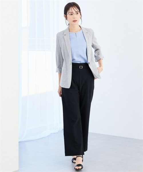 7days Life Styling(セブンデイズライフスタイリング)の「【UVカット/接触冷感】ベルト付きストレッチワイドパンツ(その他パンツ・レディース・ベージュ/ブラック・3L/LL/L/M/S)」の7枚目の写真