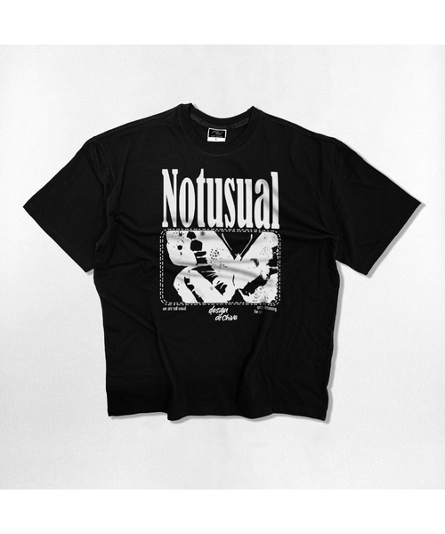 NOTUSUAL(ノットユージュアル)の「バタフライオーバーサイズ半袖Tシャツ4色(Tシャツ/カットソー・レディース・ネイビー/ホワイト/ブラック/ホワイト×グレー・SMALL/MEDIUM/LARGE/X-LARGE)」の1枚目の写真