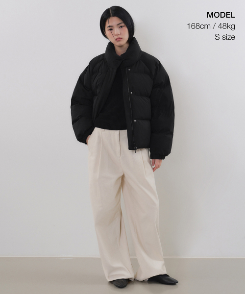 MUSINSA STANDARD WOMAN（ムシンサスタンダードウーマン）の「ウィメンズデイリープファーラグランショートパディングジャケット[ブラック]（ダウンジャケット/コート・レディース・その他・X-SMALL/LARGE/MEDIUM）」の2枚目の写真