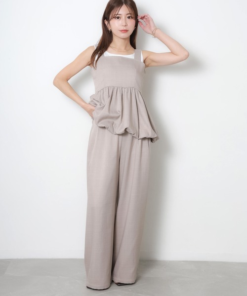Riberry(リベリー)の「ペプラムバルーンビスチェ&パンツセットアップ(セットアップ・レディース・ブラック/グレイッシュベージュ/チャコールグレー/ブラウン・FREE)」の4枚目の写真
