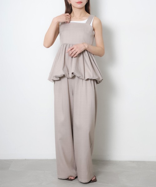 Riberry(リベリー)の「ペプラムバルーンビスチェ&パンツセットアップ(セットアップ・レディース・ブラック/グレイッシュベージュ/チャコールグレー/ブラウン・FREE)」の10枚目の写真
