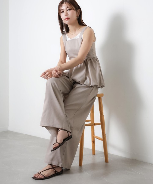 Riberry(リベリー)の「ペプラムバルーンビスチェ&パンツセットアップ(セットアップ・レディース・ブラック/グレイッシュベージュ/チャコールグレー/ブラウン・FREE)」の15枚目の写真