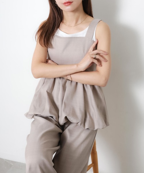 Riberry(リベリー)の「ペプラムバルーンビスチェ&パンツセットアップ(セットアップ・レディース・ブラック/グレイッシュベージュ/チャコールグレー/ブラウン・FREE)」の16枚目の写真