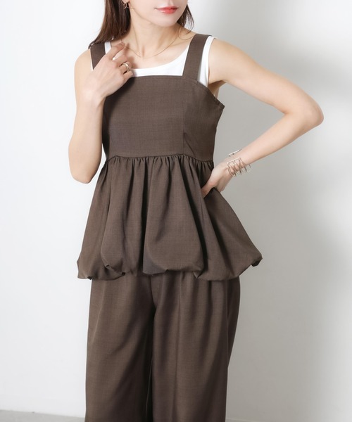 Riberry(リベリー)の「ペプラムバルーンビスチェ&パンツセットアップ(セットアップ・レディース・ブラック/グレイッシュベージュ/チャコールグレー/ブラウン・FREE)」の8枚目の写真