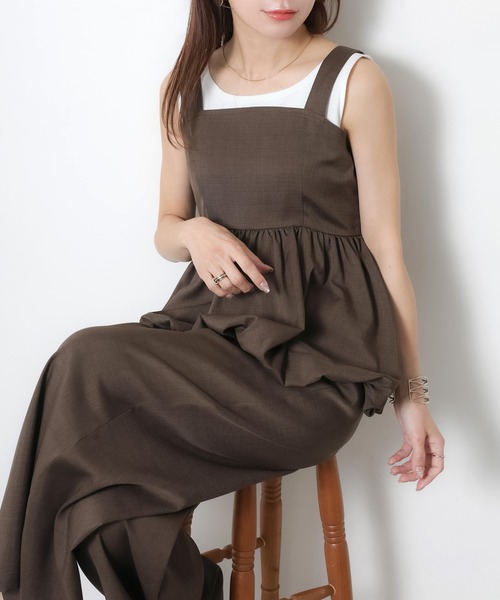 Riberry(リベリー)の「ペプラムバルーンビスチェ&パンツセットアップ(セットアップ・レディース・ブラック/グレイッシュベージュ/チャコールグレー/ブラウン・FREE)」の7枚目の写真