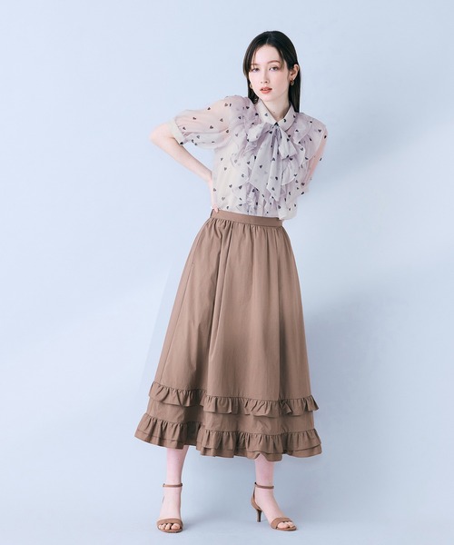 Audie a Muses（オーディアミューズ）の「【モデル美香着用】裾ギャザーフリル付きスカート（スカート・レディース・ブラウン/ブラック・36/38/42）」の9枚目の写真