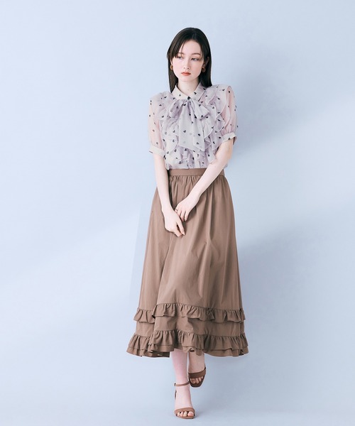 Audie a Muses（オーディアミューズ）の「【モデル美香着用】裾ギャザーフリル付きスカート（スカート・レディース・ブラウン/ブラック・36/38/42）」の10枚目の写真