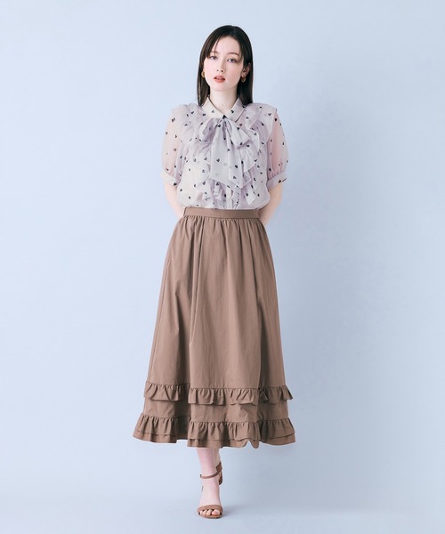 Audie a Muses（オーディアミューズ）の「【モデル美香着用】裾ギャザーフリル付きスカート（スカート・レディース・ブラウン/ブラック・36/38/42）」の12枚目の写真