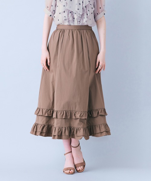 Audie a Muses（オーディアミューズ）の「【モデル美香着用】裾ギャザーフリル付きスカート（スカート・レディース・ブラウン/ブラック・36/38/42）」の16枚目の写真
