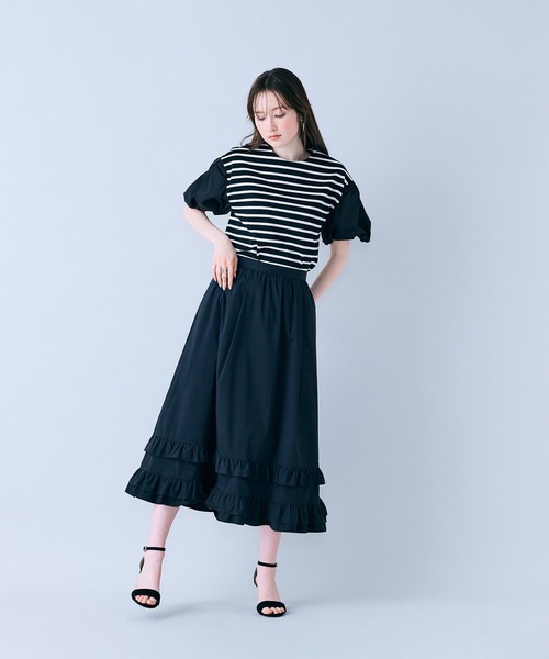 Audie a Muses（オーディアミューズ）の「【モデル美香着用】裾ギャザーフリル付きスカート（スカート・レディース・ブラウン/ブラック・36/38/42）」の19枚目の写真