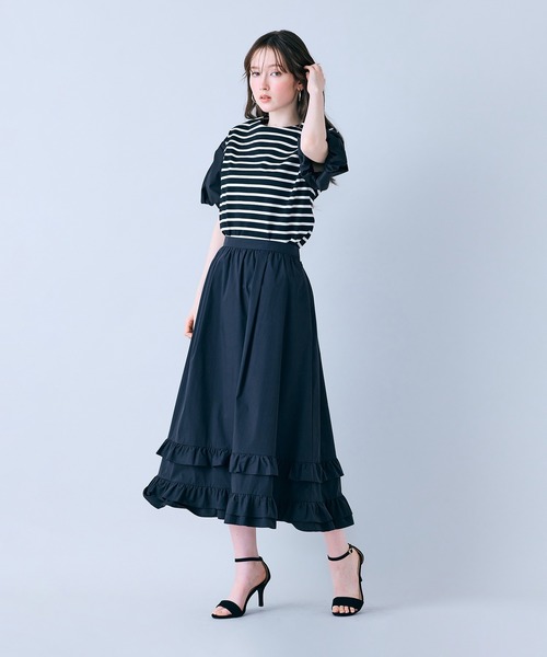 Audie a Muses（オーディアミューズ）の「【モデル美香着用】裾ギャザーフリル付きスカート（スカート・レディース・ブラウン/ブラック・36/38/42）」の21枚目の写真