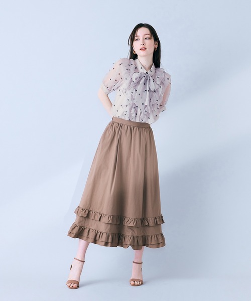 Audie a Muses（オーディアミューズ）の「【モデル美香着用】裾ギャザーフリル付きスカート（スカート・レディース・ブラウン/ブラック・36/38/42）」の5枚目の写真