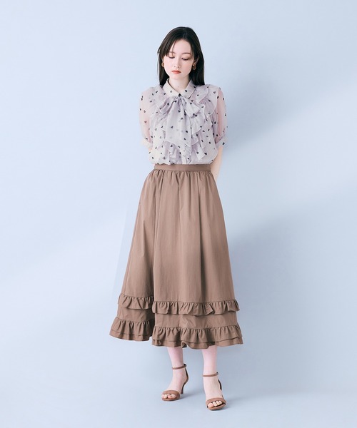 Audie a Muses（オーディアミューズ）の「【モデル美香着用】裾ギャザーフリル付きスカート（スカート・レディース・ブラウン/ブラック・36/38/42）」の6枚目の写真