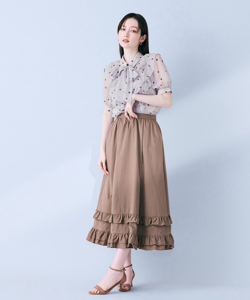 Audie a Muses（オーディアミューズ）の「【モデル美香着用】裾ギャザーフリル付きスカート（スカート・レディース・ブラウン/ブラック・36/38/42）」の7枚目の写真